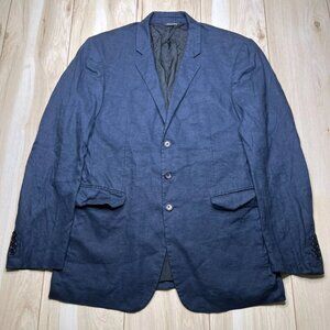 Versus Mens Blue Long Sleeve Three Button Style Linen Blazer Jacket Size 38/52